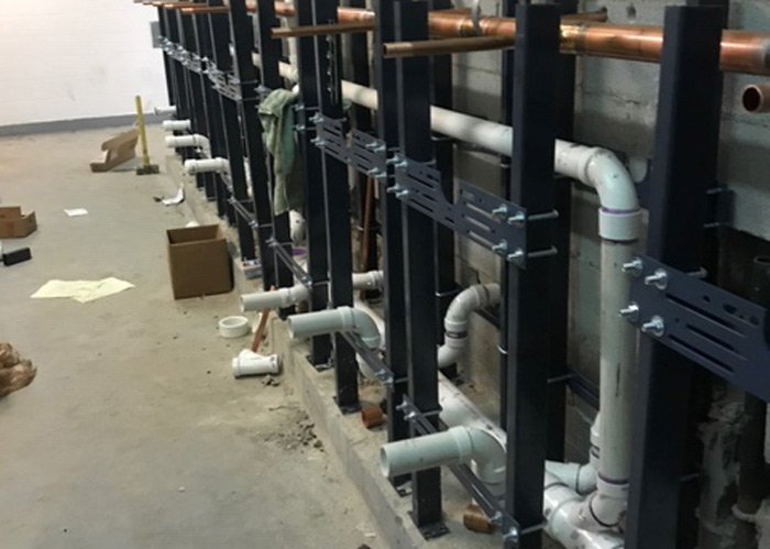 Commercial pipe rack installation