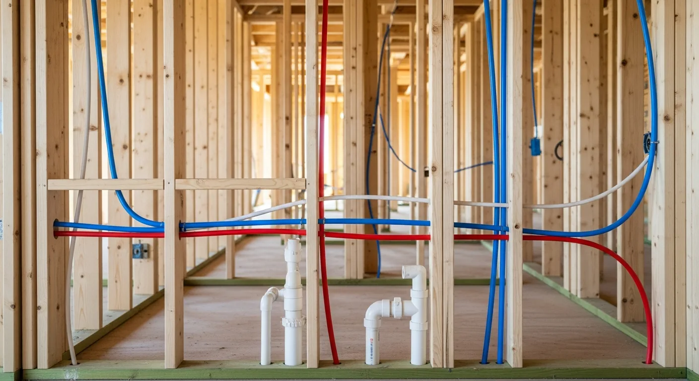 New construction plumbing rough-in for a residential build